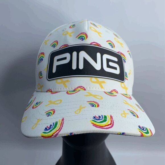 Ping Limited Edition St. Jude‎ 2021 Rainbow Yellow Ribbon White Snapback Hat - Picture 1 of 8